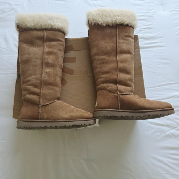 UGG Tan and Cream Over the Knee Boots - Picture 5 of 10